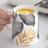Autumn pattern mug comes with lid nd spoon
