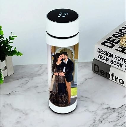 led temperature water bottle with your photo