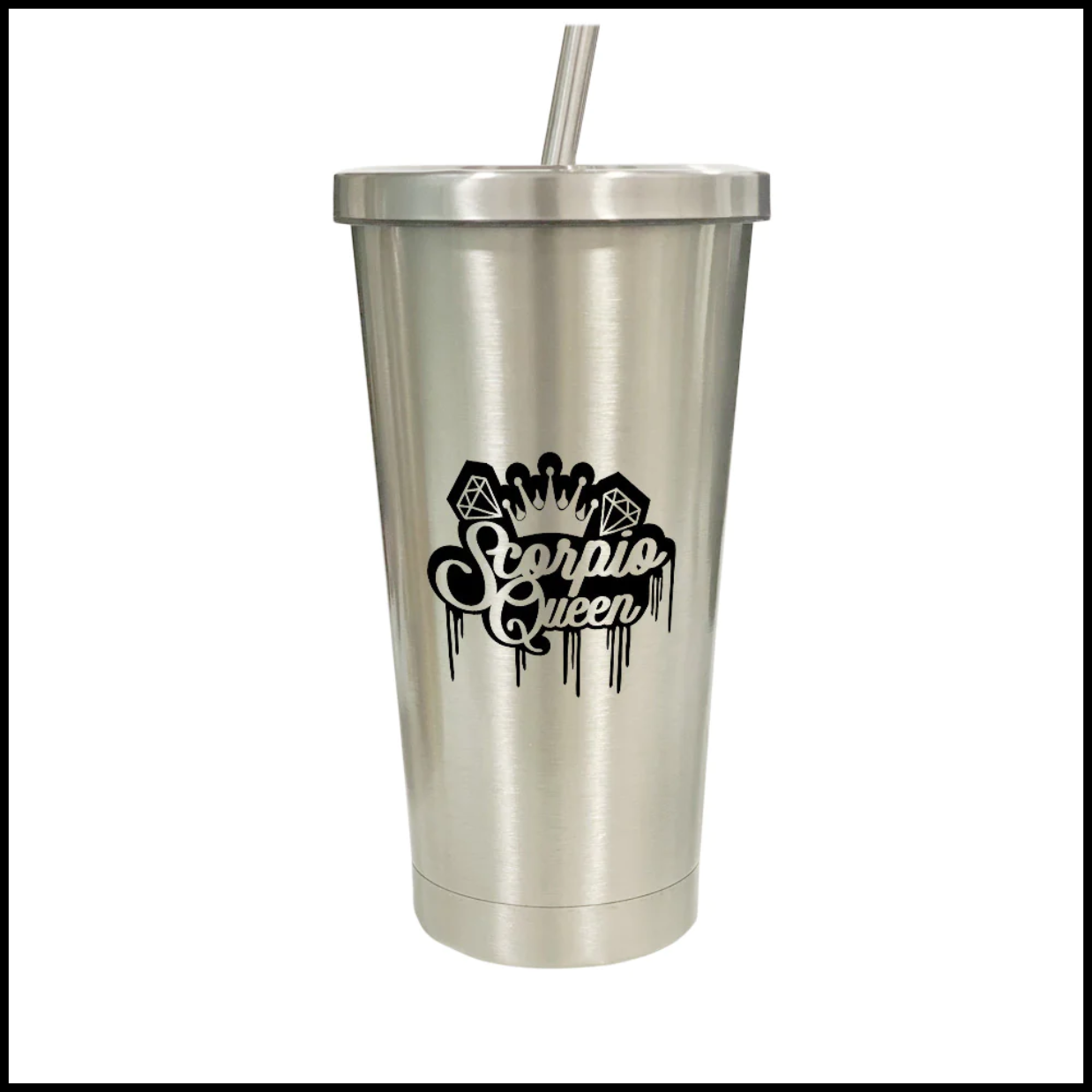 stainless steel tumbler with stainless stell straw
