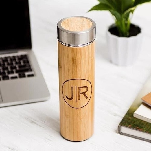 wooden water bottle with logo